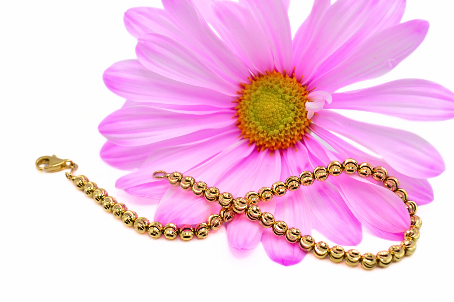 14K Moon Cut Bead Bracelet