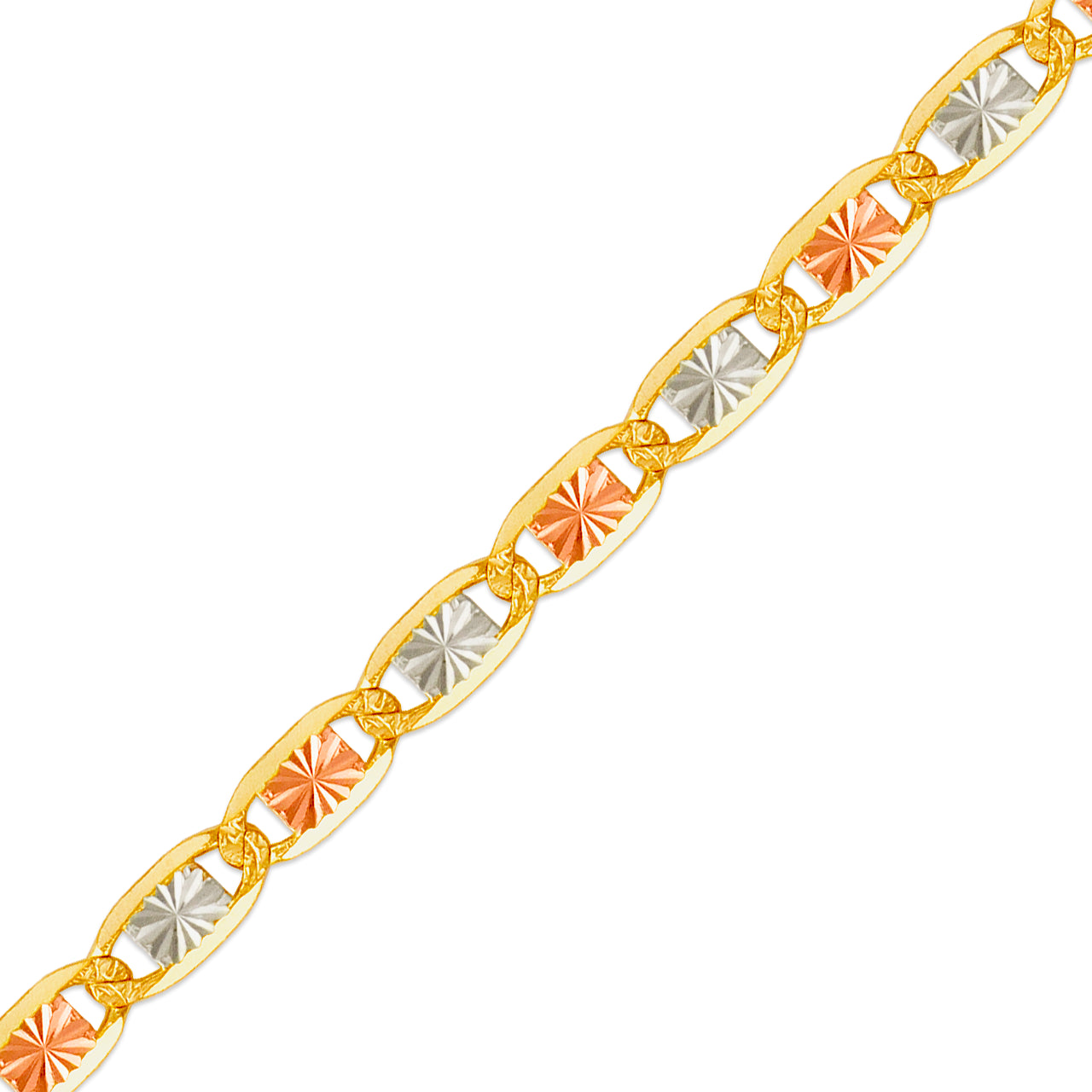14K Tri-Color Gold Valentino Necklace – 18", Solid Yellow, Rose & White Gold Chain