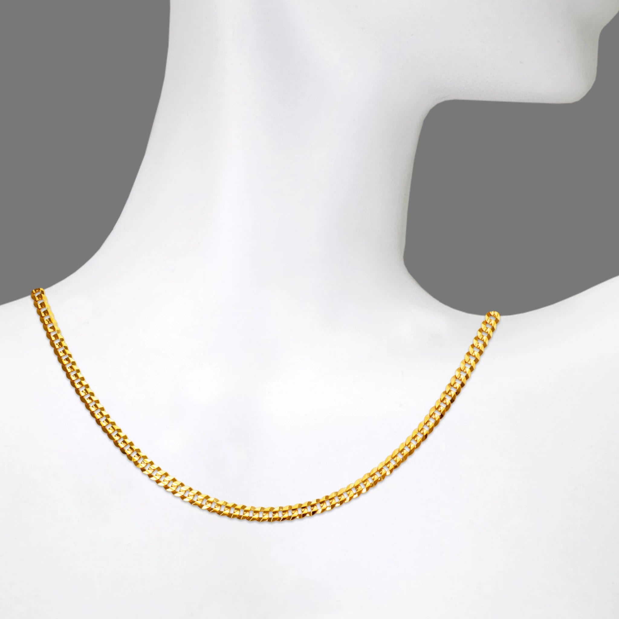 14K Gold Cuban Link Chain – 24" Solid Miami Curb Necklace, 3mm, Unisex