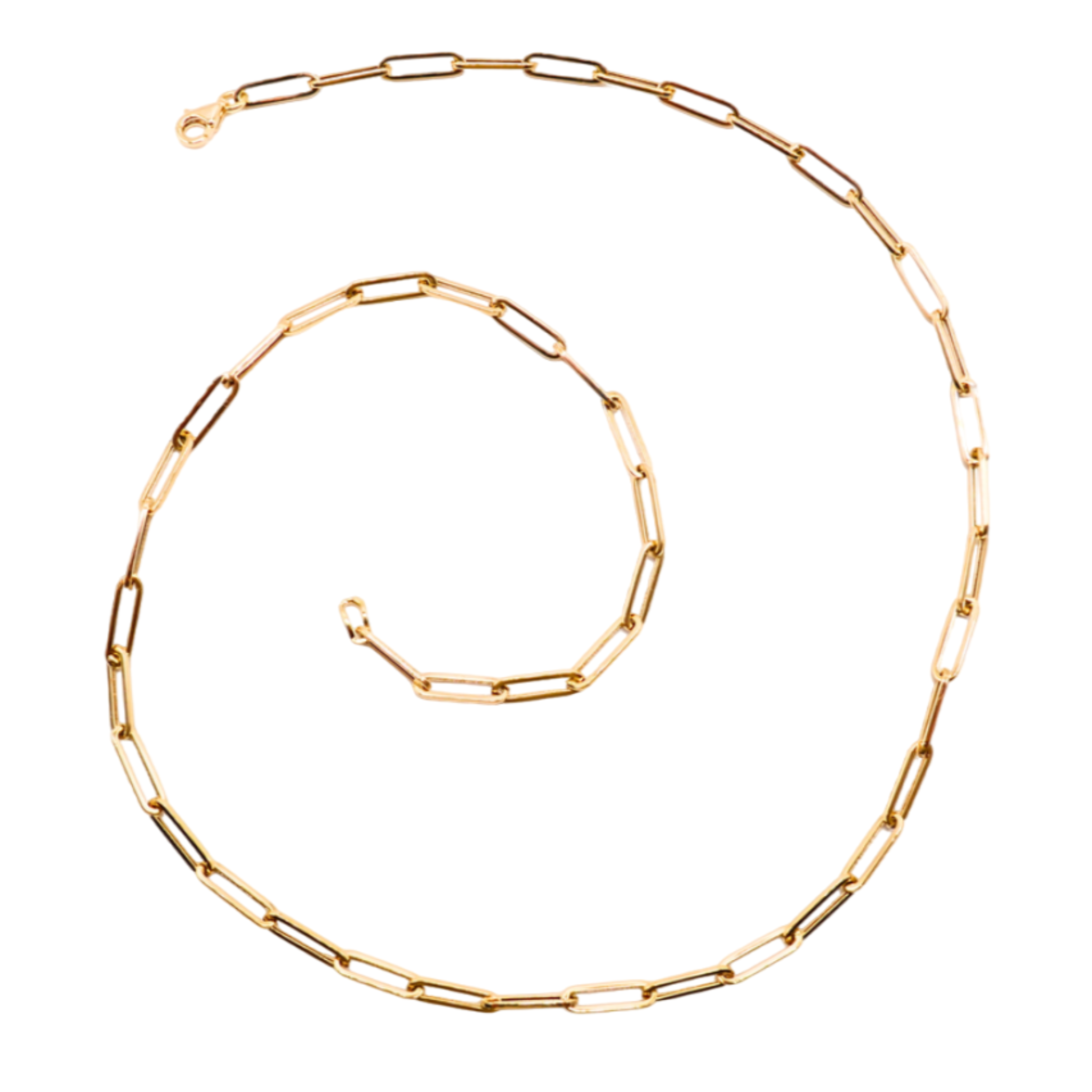 14K Gold Paper Clip Necklace – 16" Lightweight Chain, 3mm Width