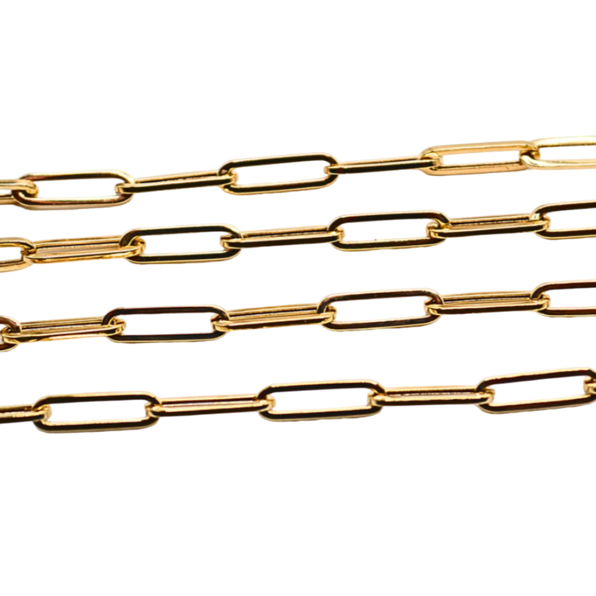 14K Gold Paper Clip Necklace – 16" Lightweight Chain, 3mm Width