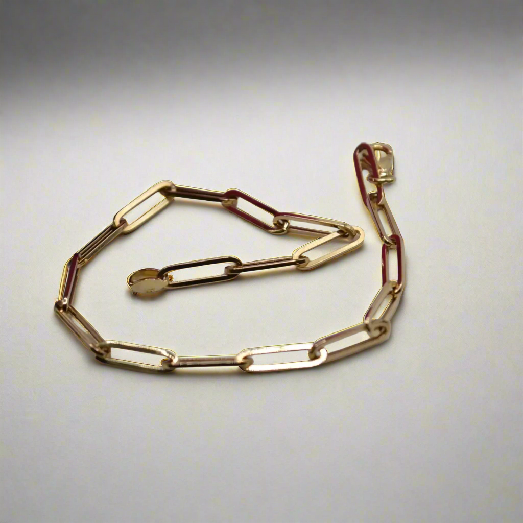 Solid Gold Paper Clip Bracelet