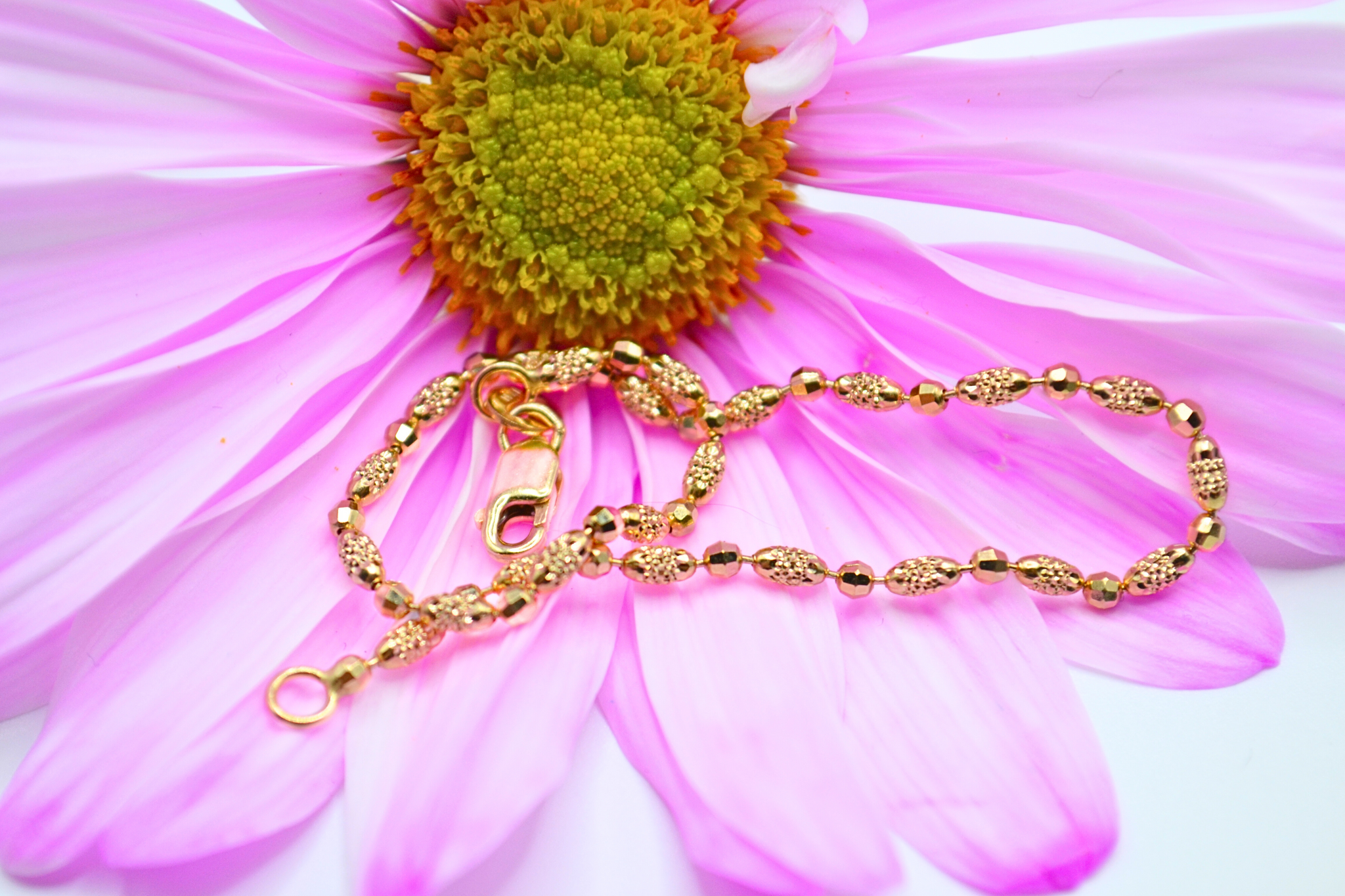 14K Gold Textured Bead Bracelet – 7
