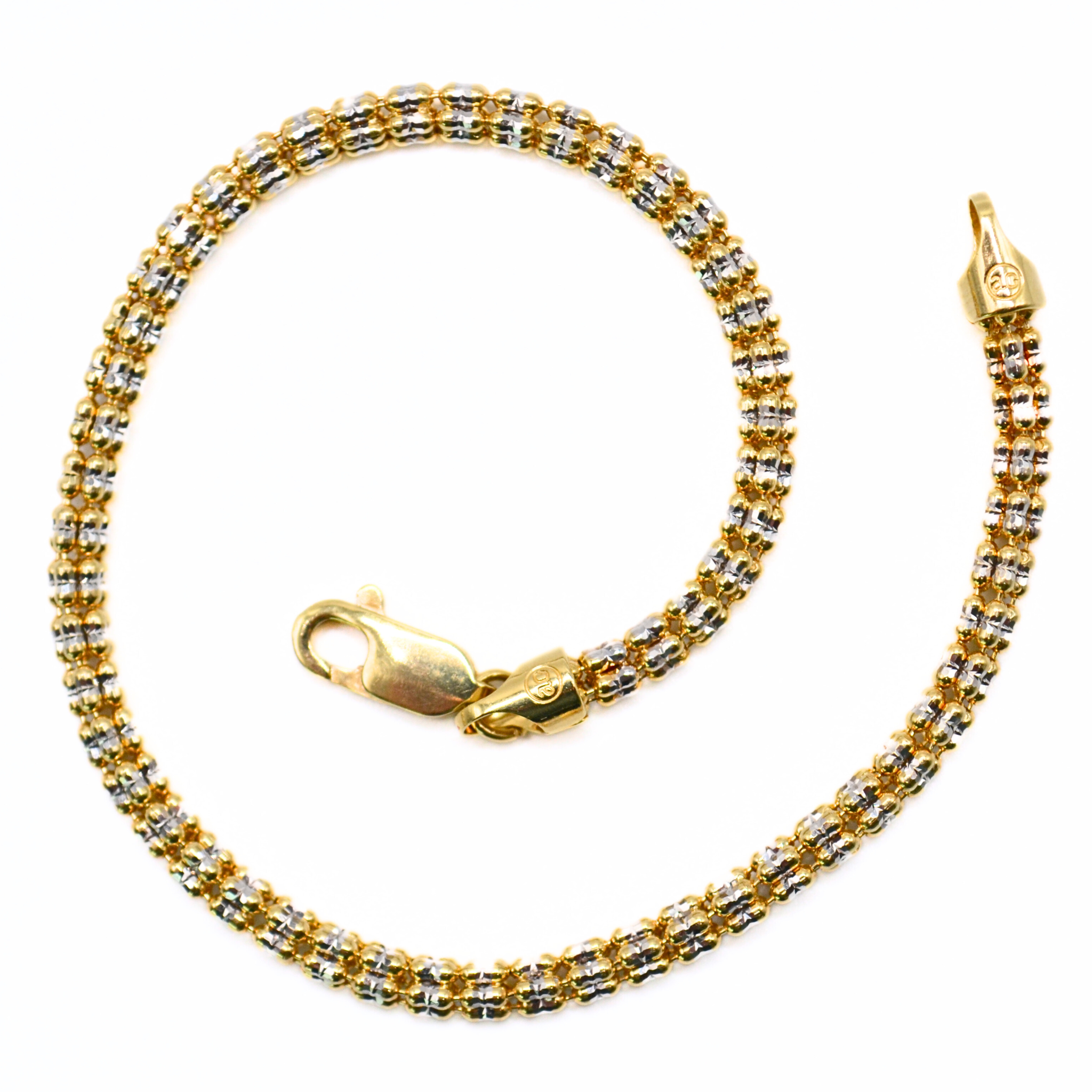 14K Two-Tone Gold Ice Link Bracelet for Women – 8", 4.5g
