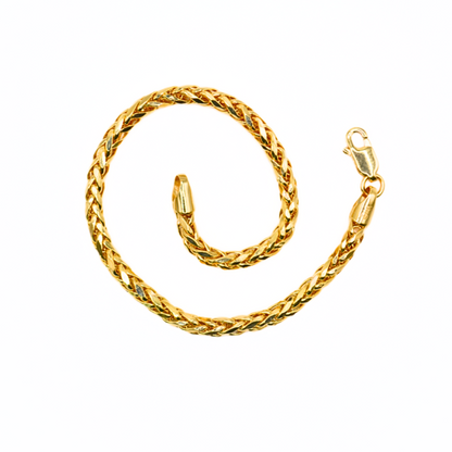 14K Solid Gold Palm Link Bracelet – 7", Thick Textured Chain, 3.5–4mm