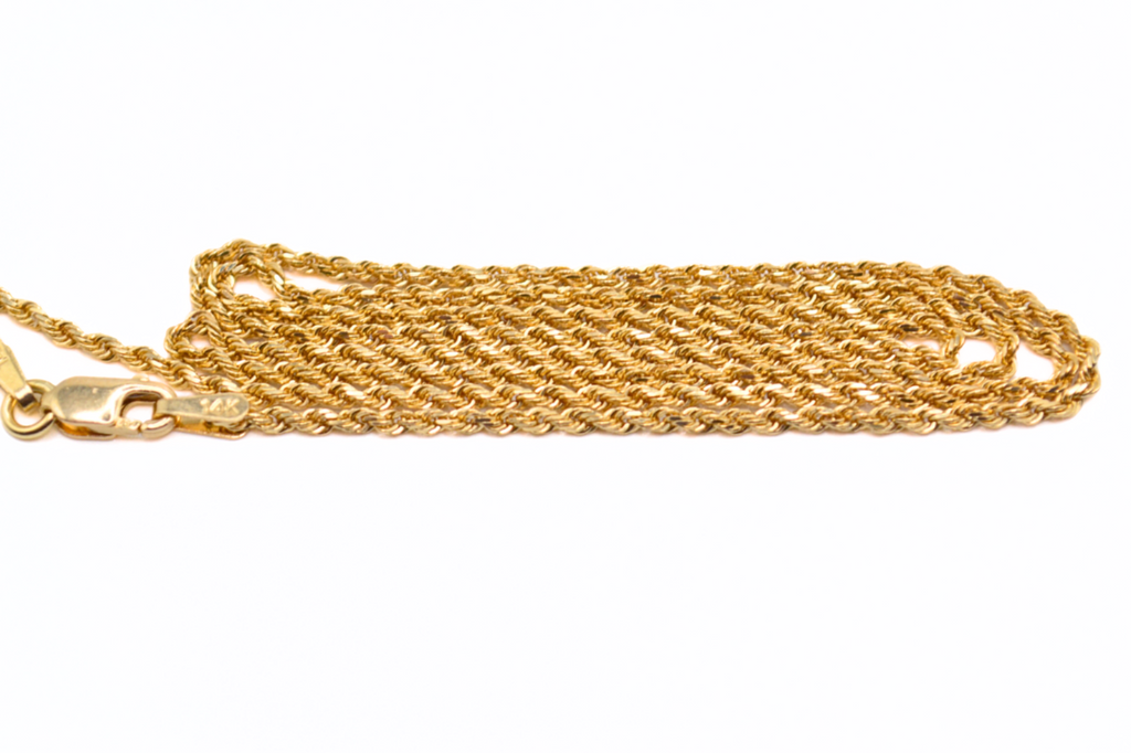 14K Gold Rope Chain – 18" Solid Yellow Gold, 4g Lightweight Unisex Necklace