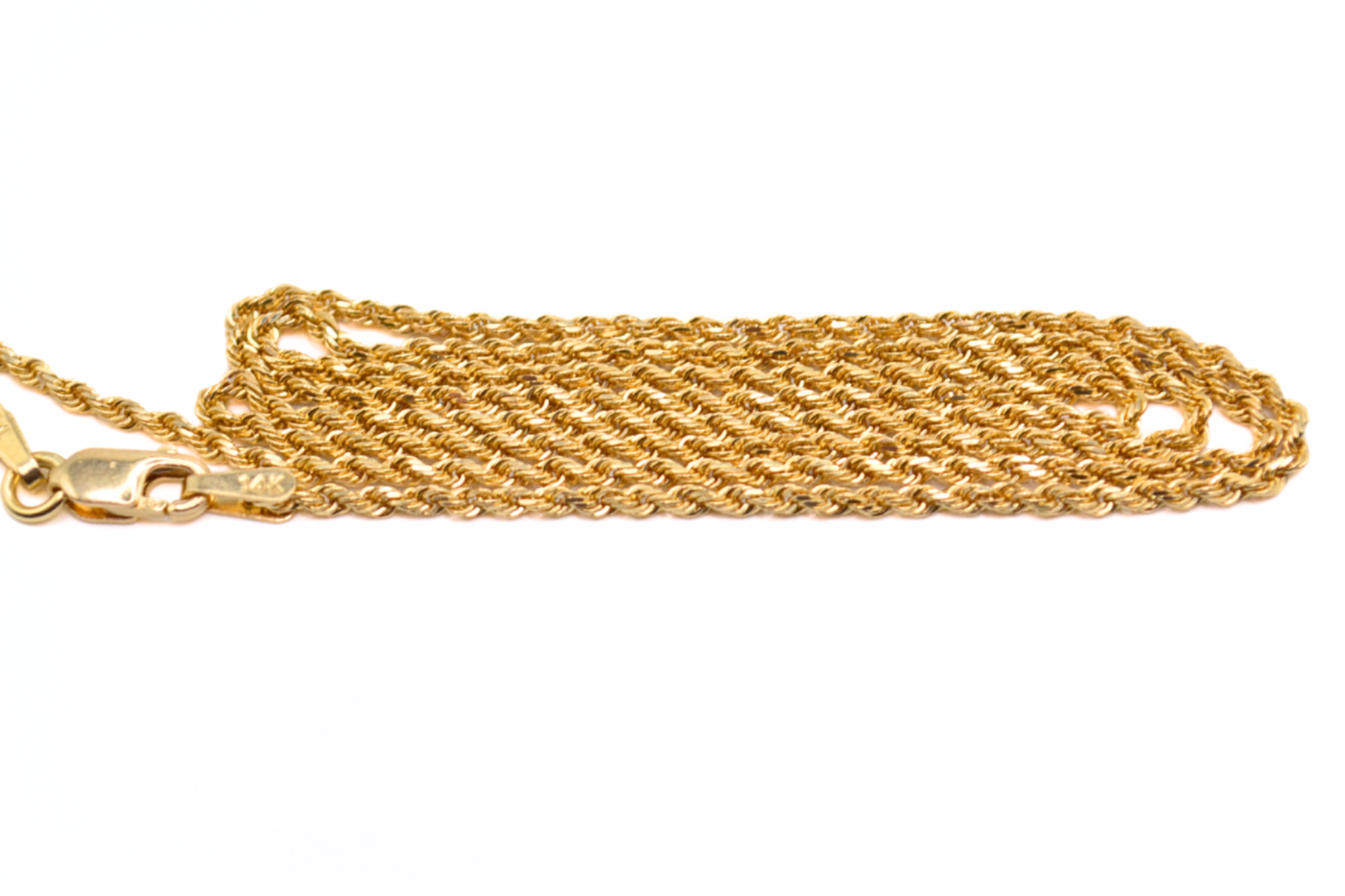 14K Gold Rope Chain – 18" Solid Yellow Gold, 4g Lightweight Unisex Necklace