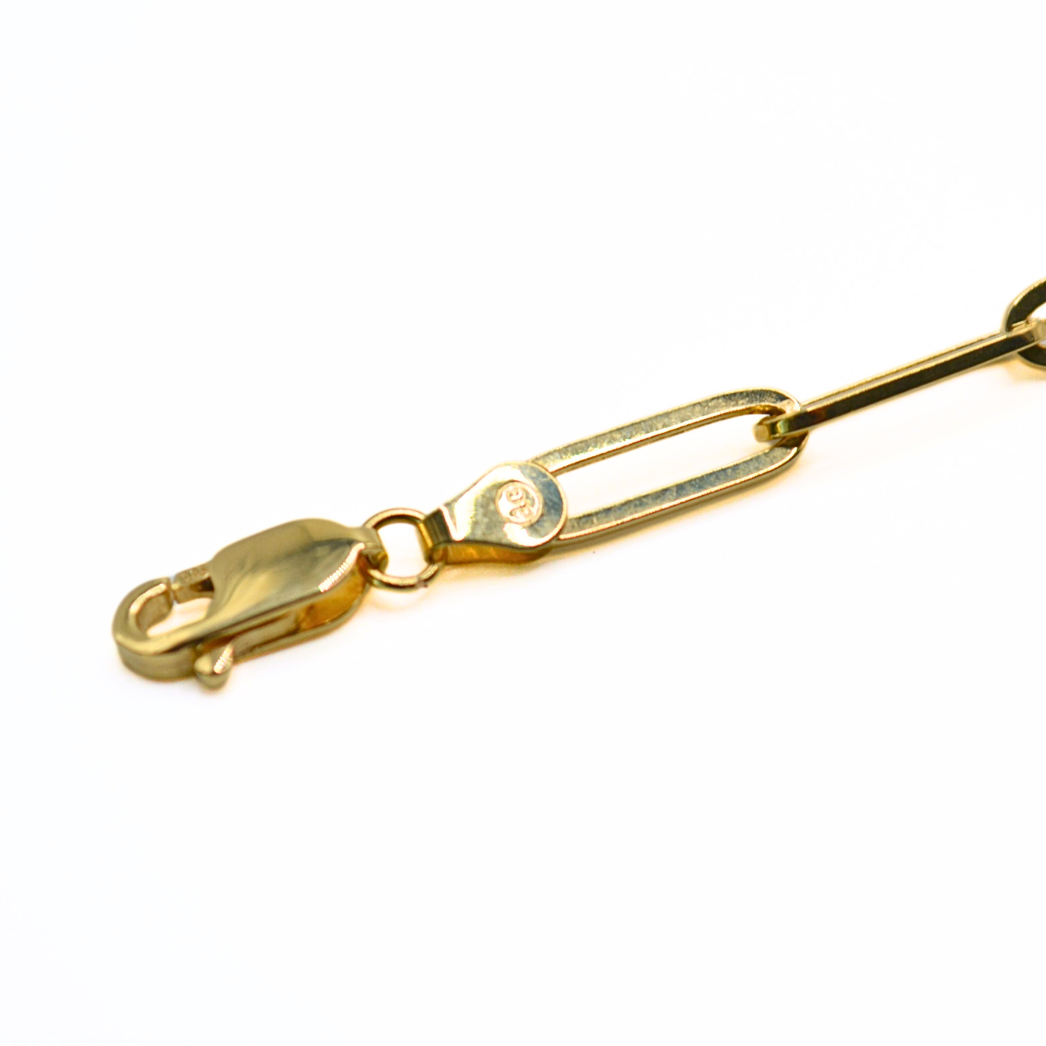 14K Gold Paper Clip Link Bracelet – 8", Modern Hollow Chain 4MM