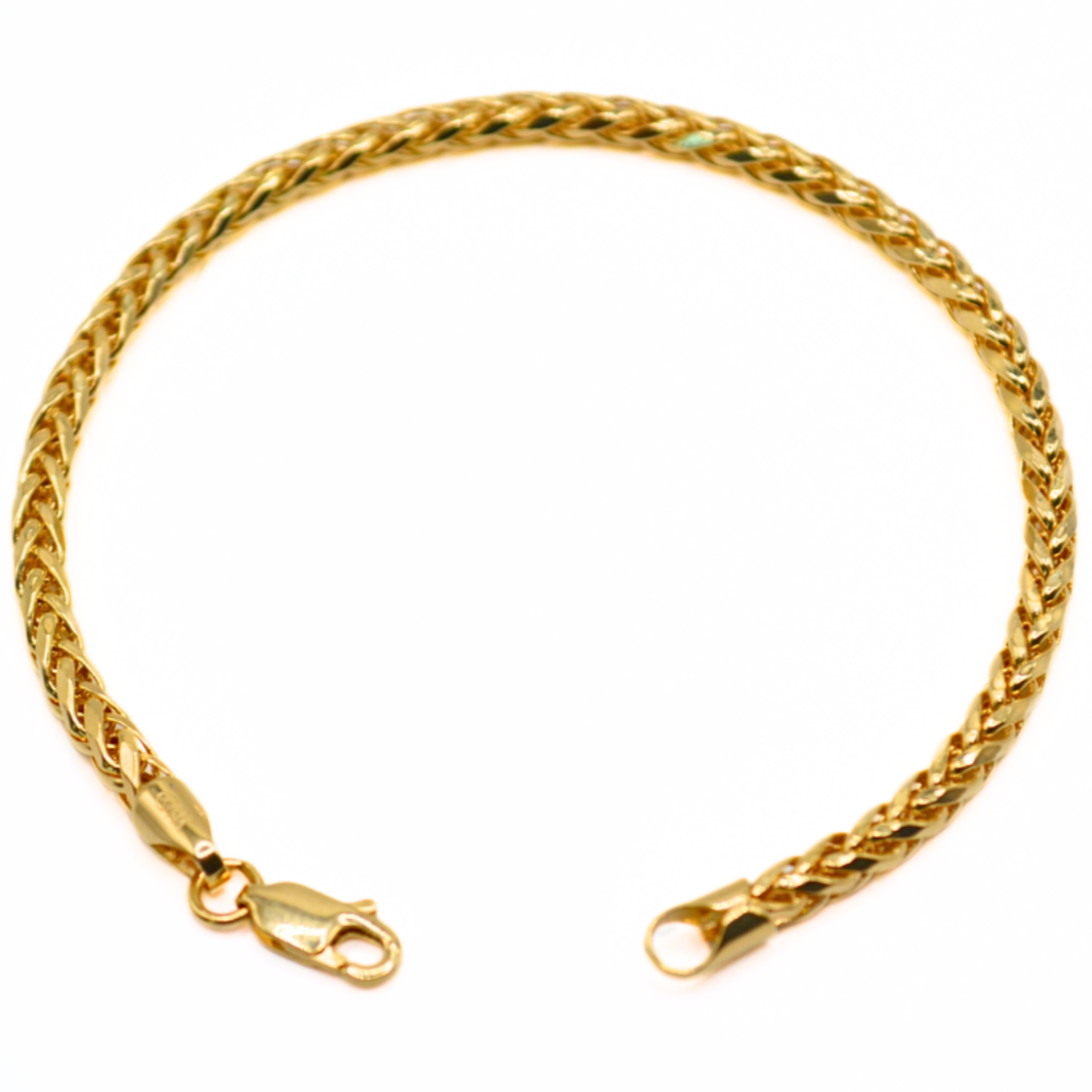 14K Solid Gold Palm Link Bracelet – 7", Thick Textured Chain, 3.5–4mm
