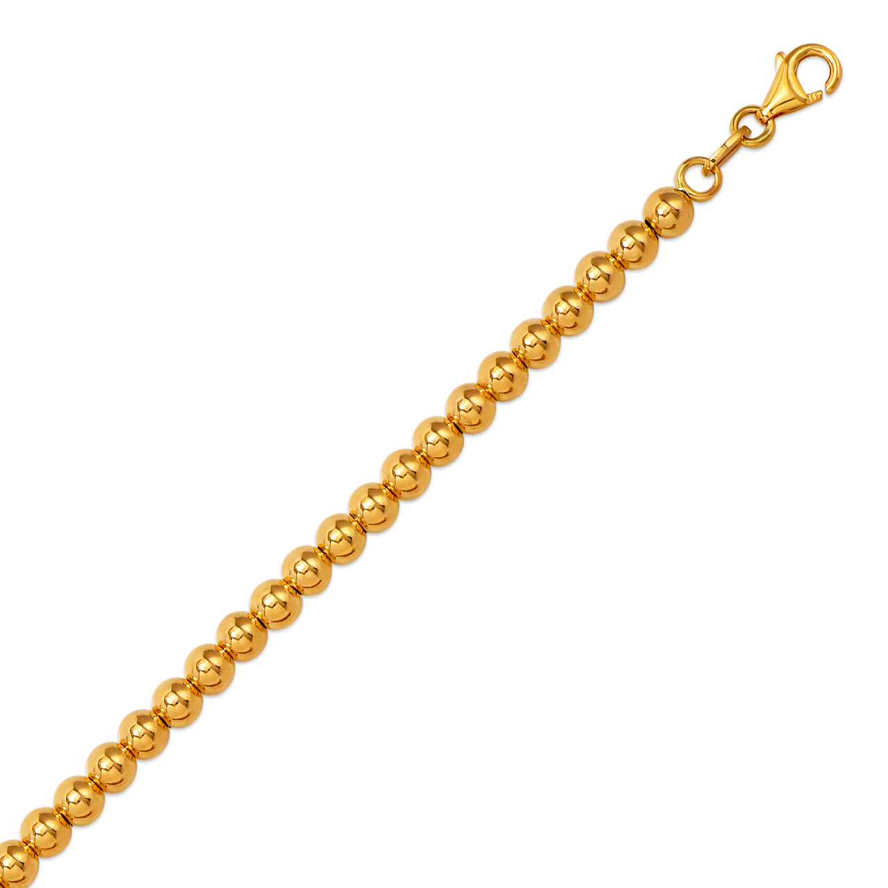 14K Gold Bead Bracelet – 7", Lightweight Hollow Beads