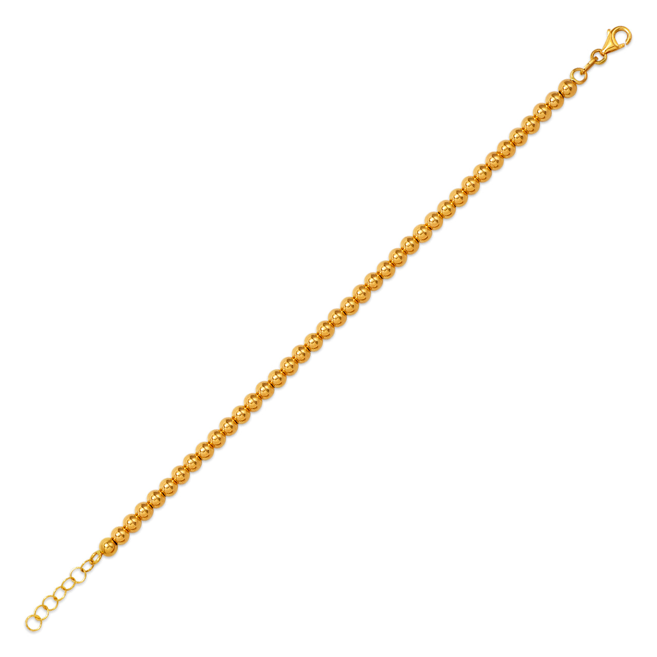 14K Gold Bead Bracelet – 7", Lightweight Hollow Beads