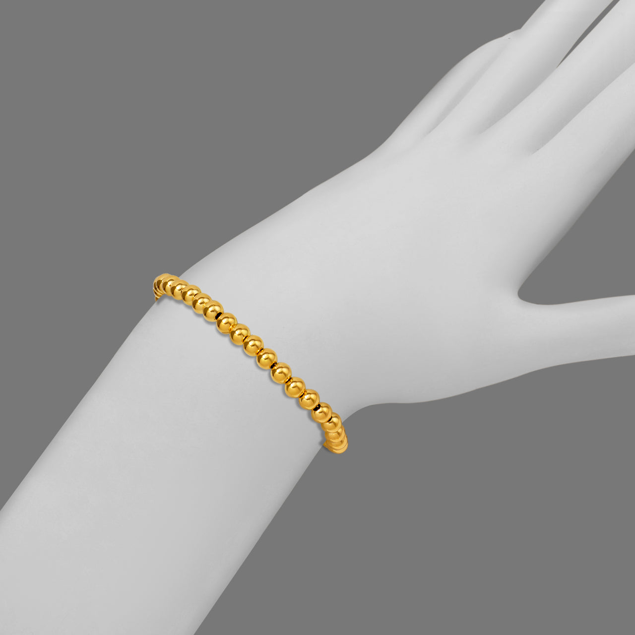 14K Gold Bead Bracelet – 7", Lightweight Hollow Beads