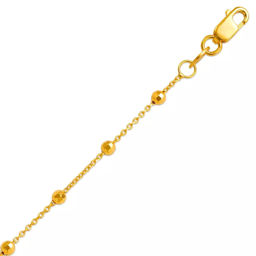 14K Solid Gold Rolo Chain Necklace – 18" with Dainty Ball Stations