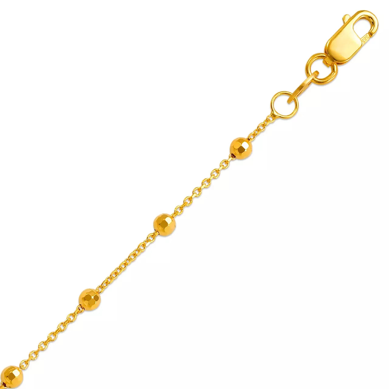 14K Solid Gold Rolo Chain Necklace – 18" with Dainty Ball Stations