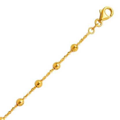 14KT Yellow Gold Stationed Bead Bracelet