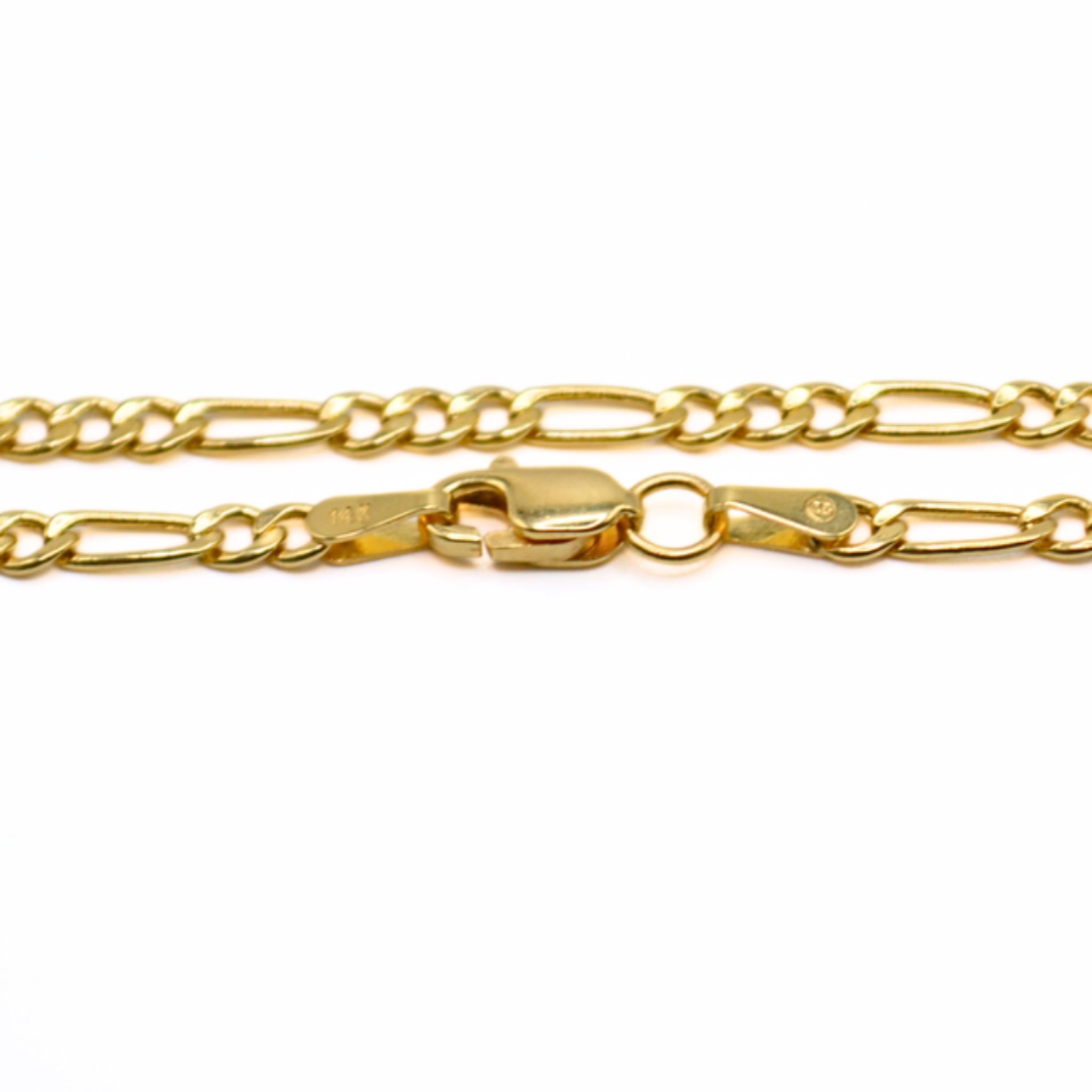 14K Gold Figaro Chain Bracelet – 7.5" Solid Link, 2mm Width