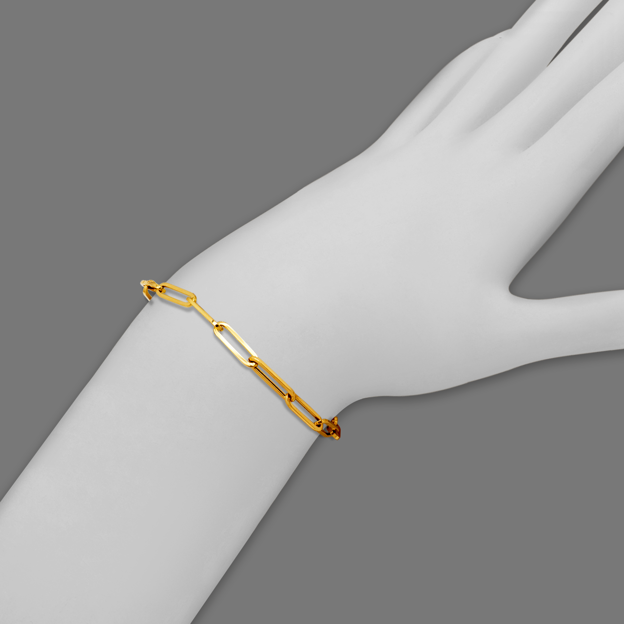 14K Gold Paper Clip Bracelet – 7" Solid Yellow Gold Chain, 3mm Link