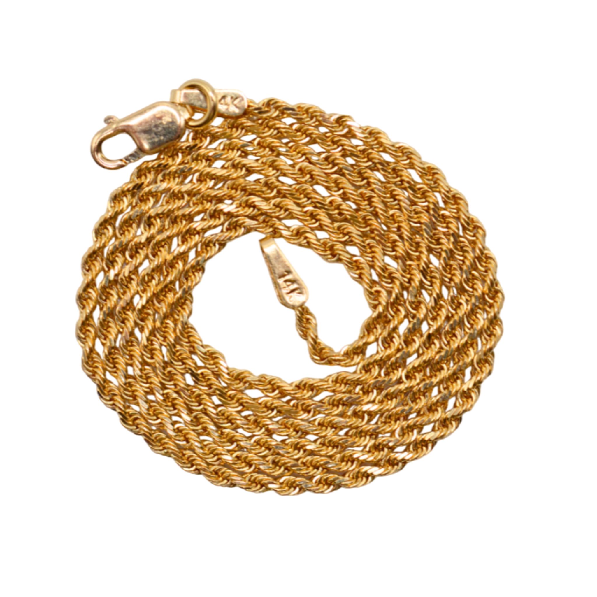 14K Gold Rope Chain – 18" Solid Yellow Gold, 4g Lightweight Unisex Necklace