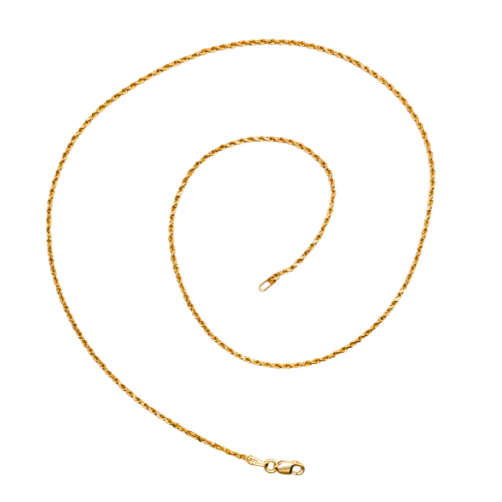 14K Gold Rope Chain – 18" Solid Yellow Gold, 4g Lightweight Unisex Necklace