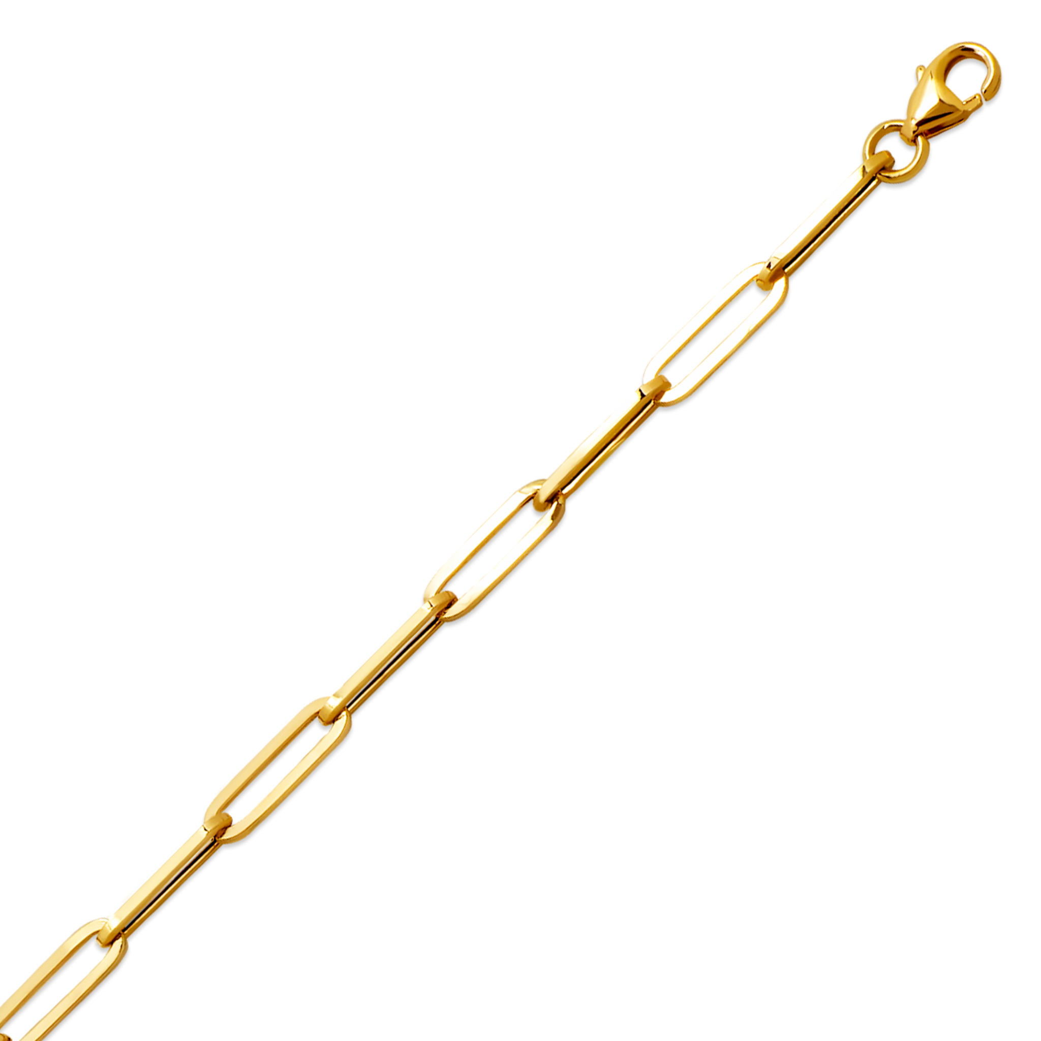 14K Gold Paper Clip Necklace – 16" Lightweight Chain, 3mm Width