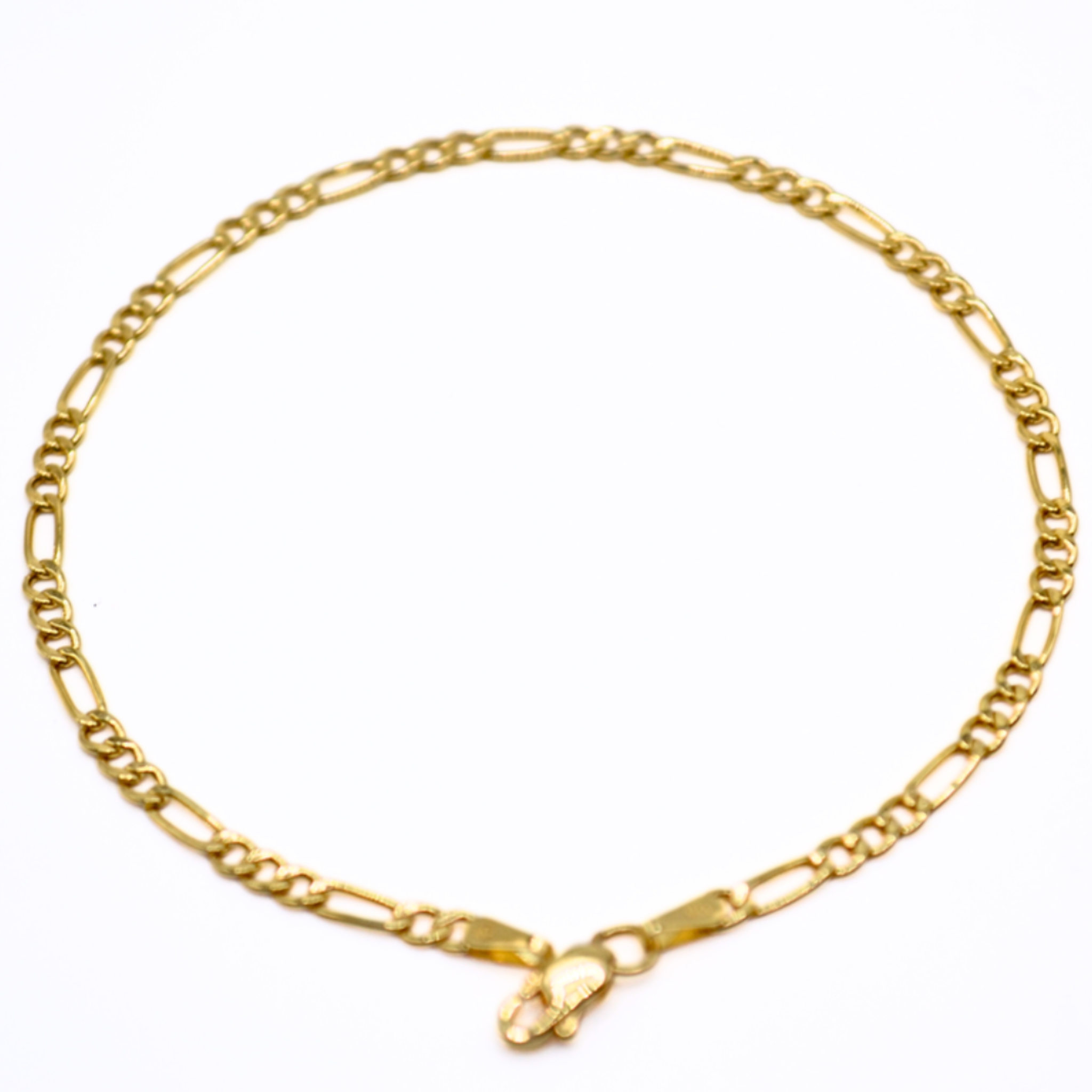 14K Gold Figaro Chain Bracelet – 7.5" Solid Link, 2mm Width