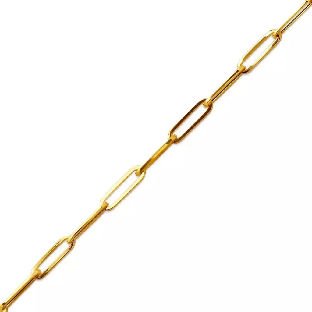 14K Gold Paper Clip Link Bracelet – 8", Modern Hollow Chain 4MM