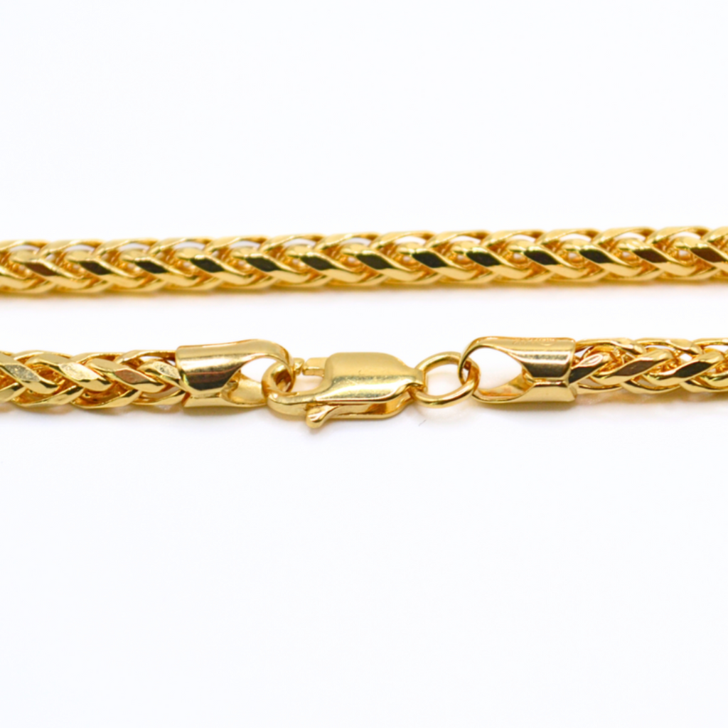 14K Solid Gold Palm Link Bracelet – 7", Thick Textured Chain, 3.5–4mm