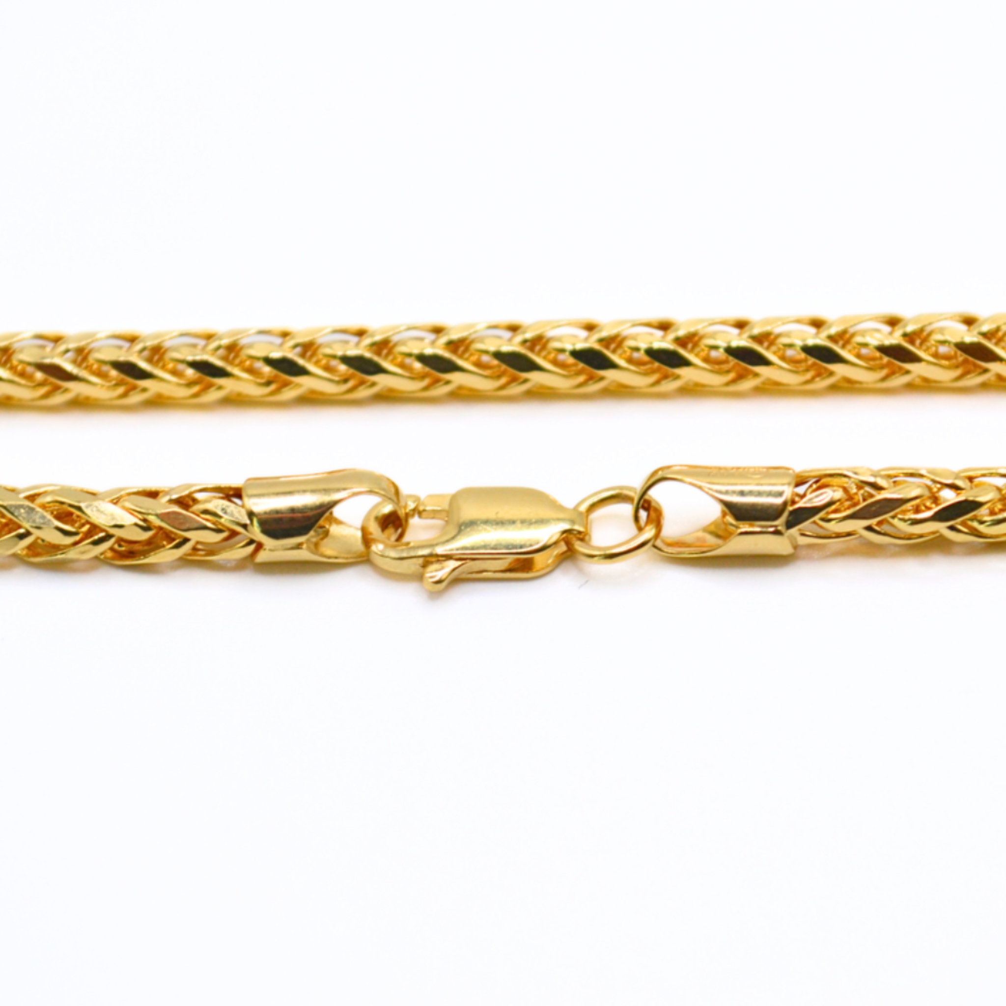 14K Solid Gold Palm Link Bracelet – 7", Thick Textured Chain, 3.5–4mm