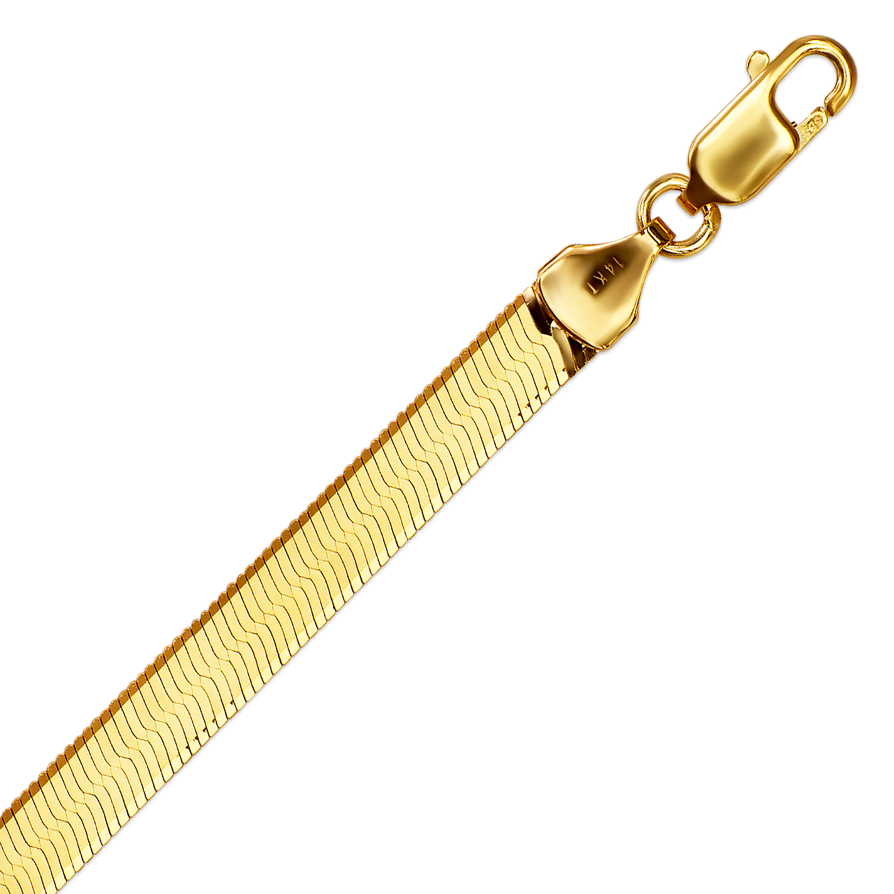 14K Solid Gold Thick Herringbone Chain Necklace