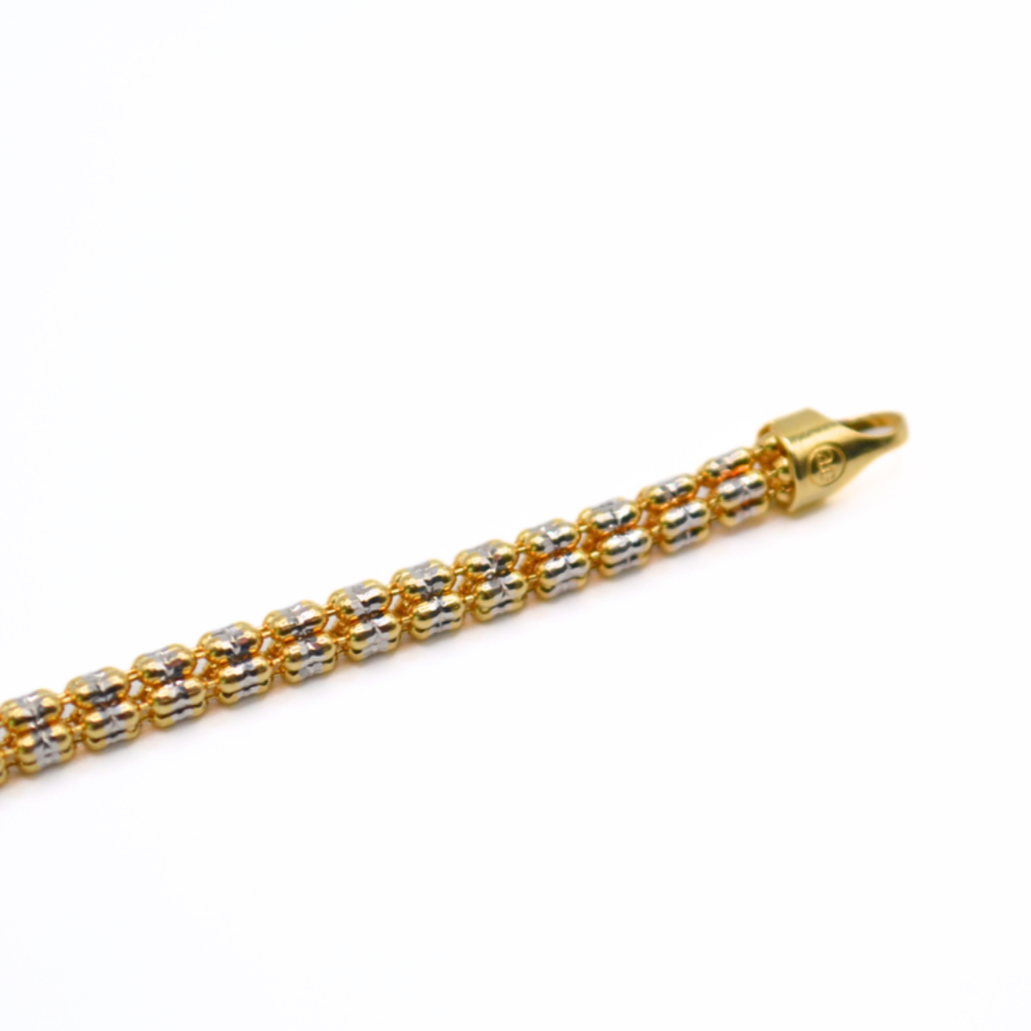 14K Two-Tone Gold Ice Link Bracelet for Women – 8", 4.5g