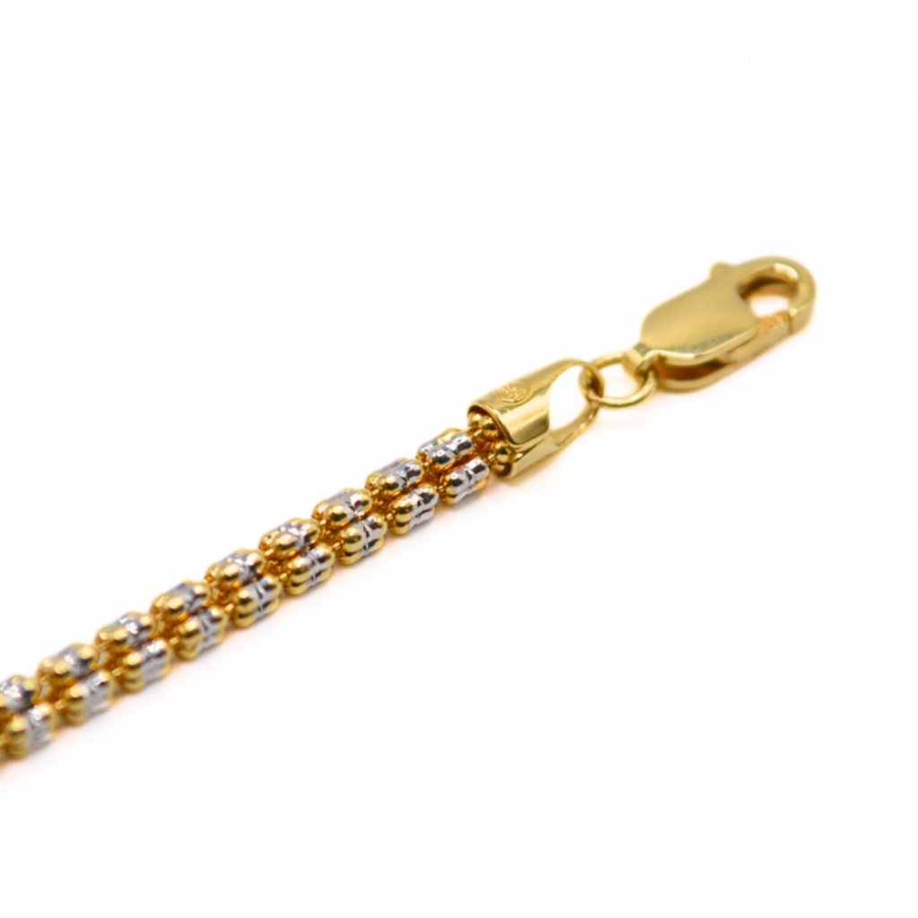 14K Two-Tone Gold Ice Link Bracelet for Women – 8", 4.5g