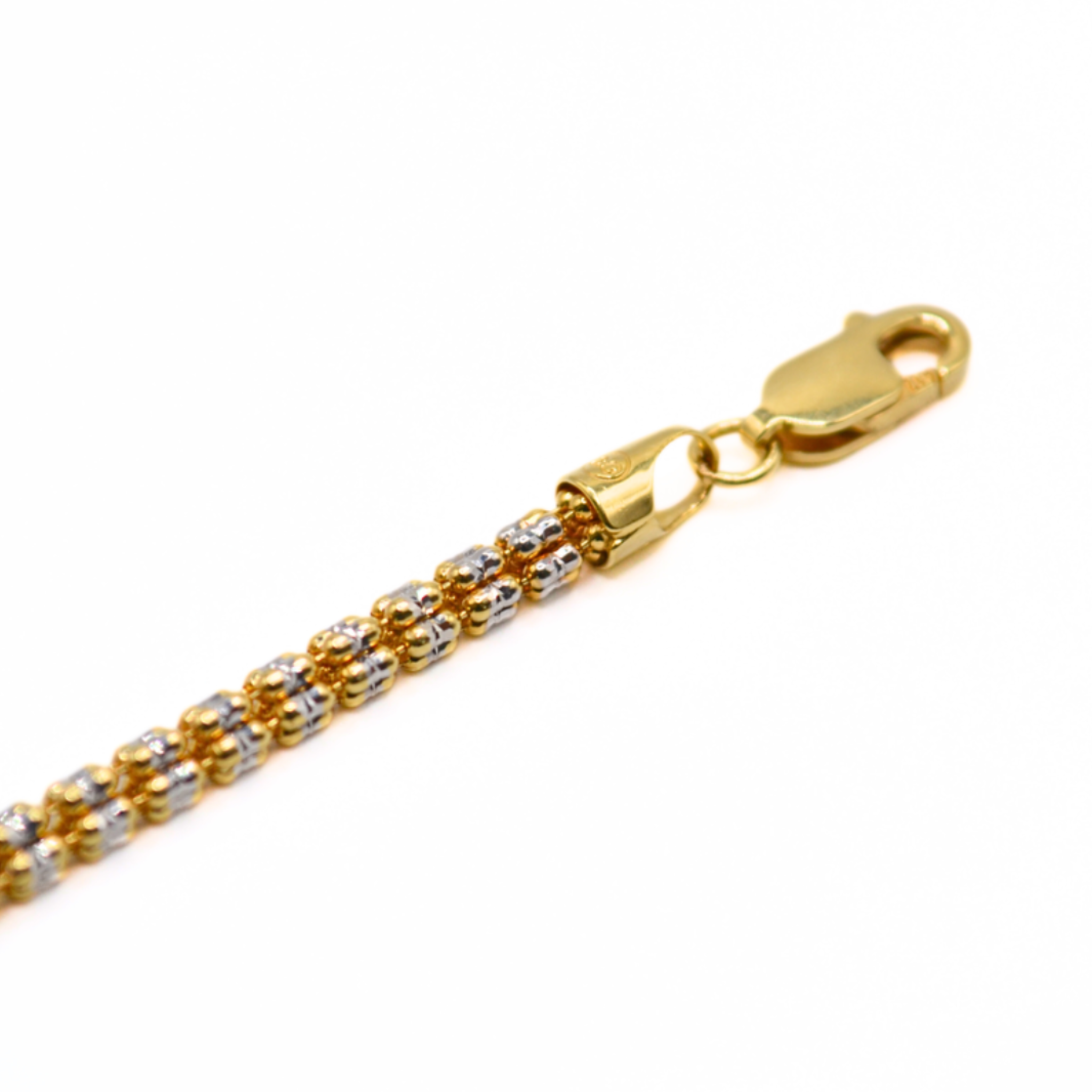 14K Two-Tone Gold Ice Link Bracelet for Women – 8", 4.5g